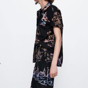 Zara embroidered set (Short sleeve shirt and pants)
